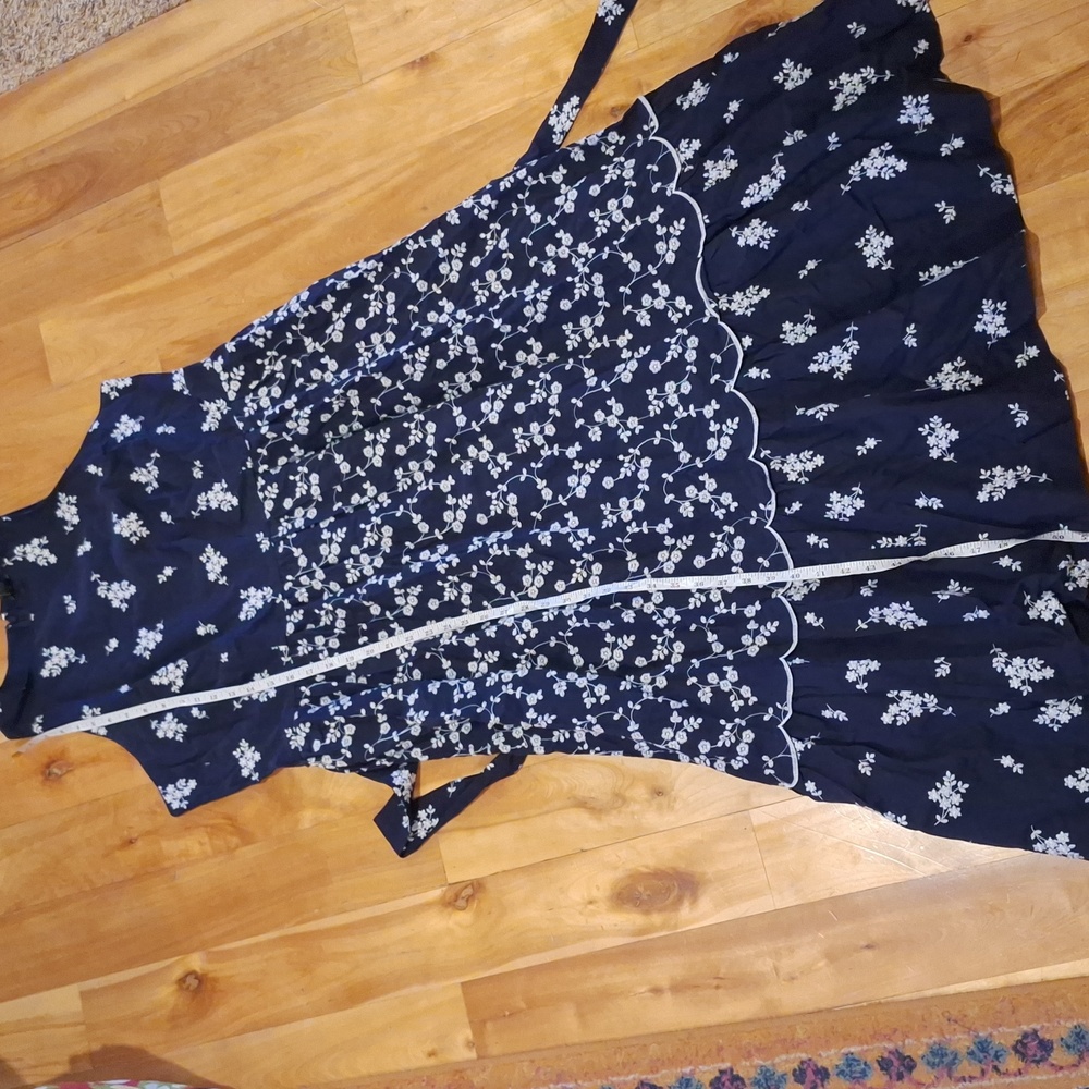 NWT Ann Taylor Embroidered Floral Mido Dress Navy Blue & White Plus Size 16 - Picture 15 of 16